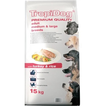 TropiDog Premium Adult Medium & Large Breeds -Turkey & Rice 15 kg