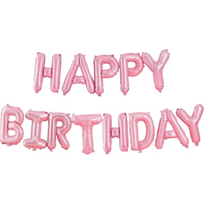 FUN RAG 606058 Fóliový balónek set HAPPY BIRTHDAY růžová 33 cm 1 13 písmen