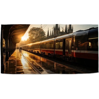 Sablio Uterák Vlak na nádraží při východu slunce 30 x 50 cm