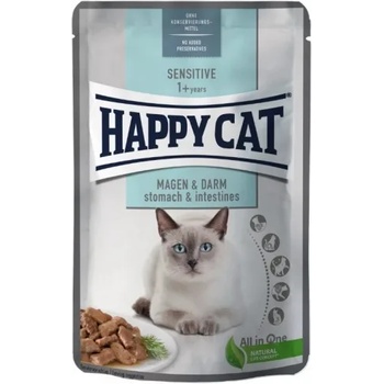 Happy Cat MIS Sensitive Stomach & Intestine - паучове за котки, за стомах и стомашно - чревен тракт, месо в сос, 85 гр, Германия - 70623