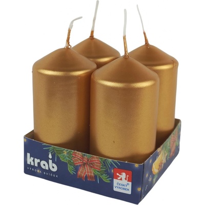 Krab Adventní válec zlatý LAK 40x80 mm 4ks