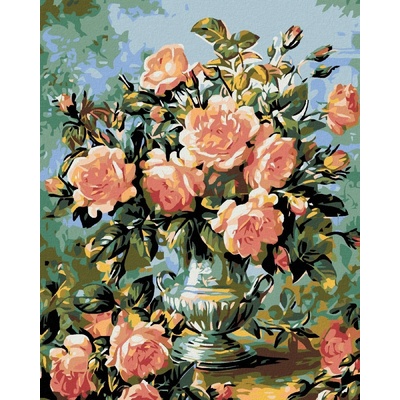 ZUTY Malování podle čísel KRÁSNÉ RŮŽOVÉ RŮŽE 40 x 50 cm