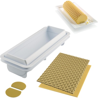 Silikomart Форма за торти Magic Buche с текстурирана подложка за декорация 2 части (25.059.63.0065)