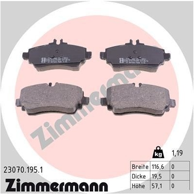 Sada brzdových platničiek kotúčovej brzdy ZIMMERMANN 23070.195.1