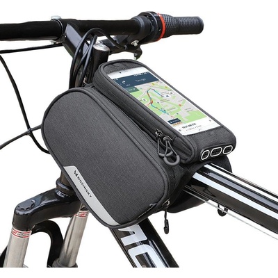 Brašňa na rám bicykla Wozinsky + odnímateľné na telefón do 6,5" 1,5 l čierne WBB7BK