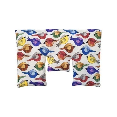 TORF ZIEGLER Polštářek s třešňovými peckami světle modrá bílá kostka 25 x 23 cm