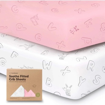 KeaBabies Чаршафи От Органичен Памук 2 Броя 60х120См Розов/Бял Abc KeaBabies (KB-FCST-ALR)