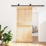 vidaXL Преплъзваща се врата 90 x 210 cm Естествено и черно (3444989)