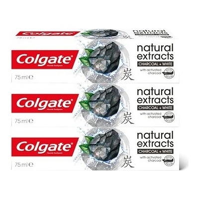 Colgate Bělicí s aktivním uhlím Naturals Charcoal Trio 3 x 75 ml