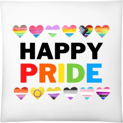 Darčeky PrintEQ Štvorcový Vankúš Nápis Happy Pride Biela 40x40