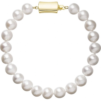 Pavona perlový náramek z říčních perel se zapínáním ze 14 karátového zlata 923003.1/9267A bílý