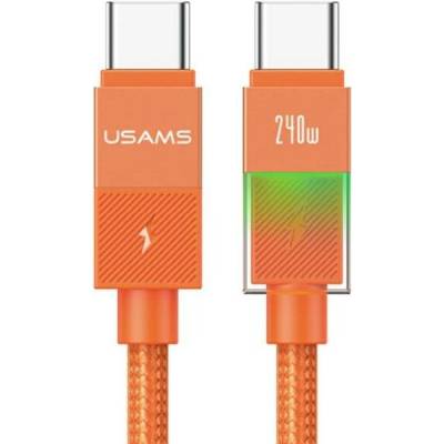 Usams SJ775 opletený nabíjecí a datový s podsvícením USB-C na USB-C 1,2m oranžový