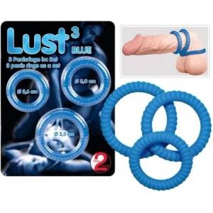  Пенис пръстени с различен диаметър, 3 броя - Lust 3 Blue (YOU2T00096)