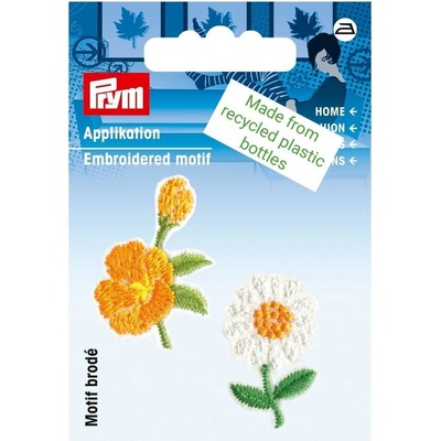 PRYM Nášivka recyklovaná, kvety, nažehľovacia, biela/oranžová