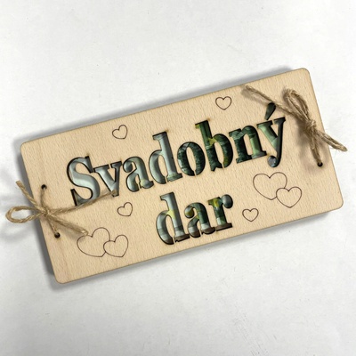 Dekorace z Česka SK Dřevěné přání na bankovky Svadobný dar Varianta: Přání standard - bez jmen