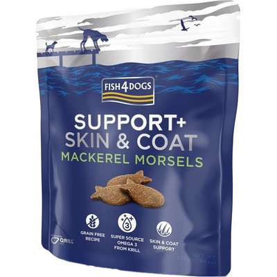 FISH4DOGS Pamlsky pro psy na podporu srsti s kousky makrely 225 g