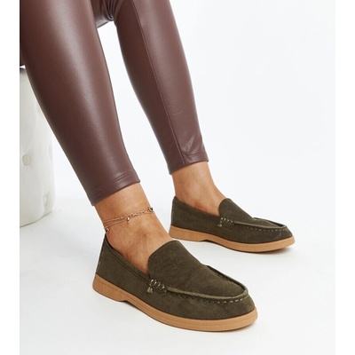 Gemre Dark Green Suede Rumay Loafers kaki krémová