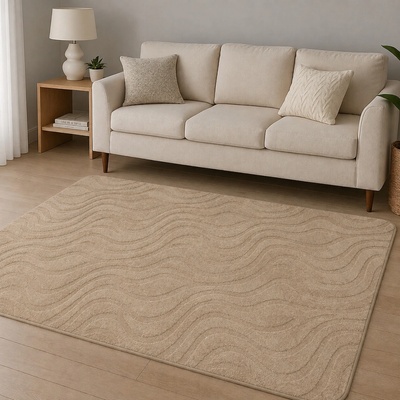 Takoy Koberec 140x180 vzor vlny svetlo hnedý-HT-00424 | 140 x 180 cm