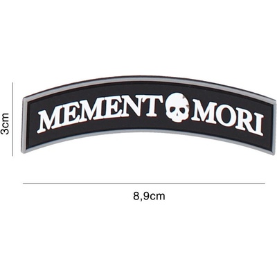 Gumová nášivka 101 Inc nápis Memento Mori - čierna