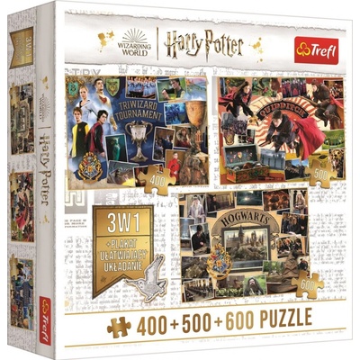 TREFL Harry Potter: Turnaj tří kouzelníků Famfrpál a Bradavice 400 + 500 + 600 dílků – Zboží Dáma