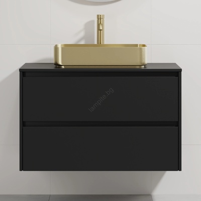 Bath Deluxe Шкаф за баня с мивка TRONDHEIM/LJORDAL 90x57x46 cm черен/месинг (SETBT0151F)