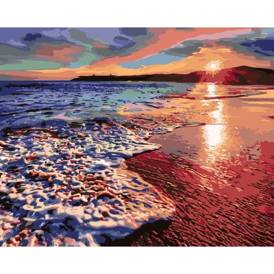 ZUTY Malování podle čísel ZÁPAD SLUNCE NA BŘEHU PLÁŽE II Rozměr 40 x 50 cm Rámování vypnuté plátno na rám