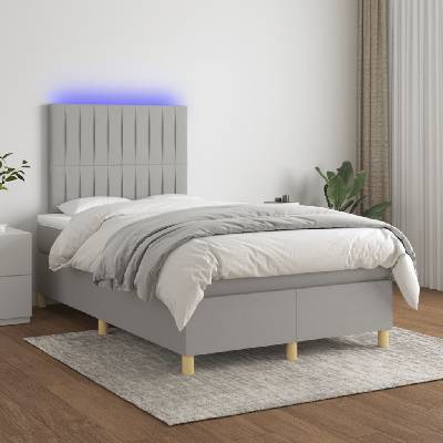 vidaXL 3135585 Boxspring postel s matrací a LED textil / barva světle šedá