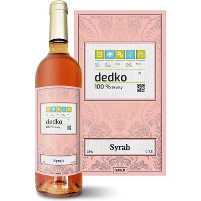 Sablio Dedko Syrah ružové suché víno 12 % 0,75 l (čistá fľaša)