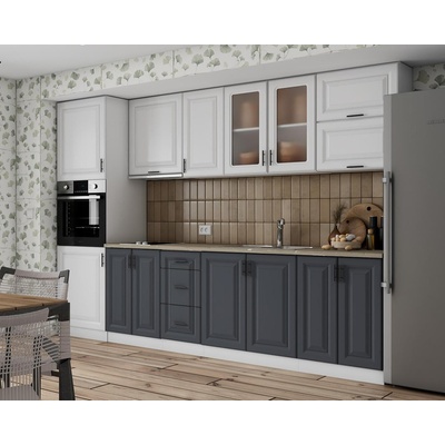 Кухня Soft Premier 9 300cm МДФ бял и МДФ графит