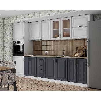 Кухня Soft Premier 9 300cm МДФ бял и МДФ графит