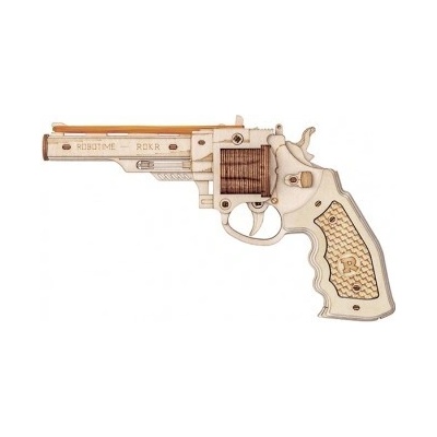 Robotime 3D drevené mechanické puzzle Revolver Corsac M60 LQ401 102 ks