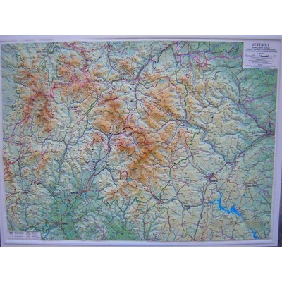 Jeseníky - plastická mapa 100 x 75 cm v dřevěném rámu