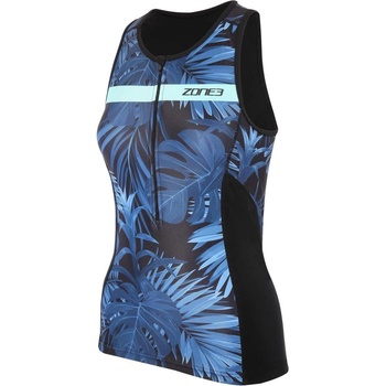 Zone3 ZONE3 Activate+ Tropical Palm Sleeveless Tri Top - Navy/Green