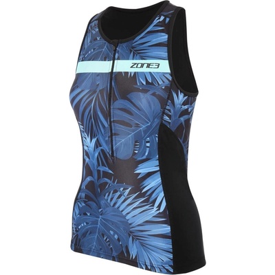 Zone3 ZONE3 Activate+ Tropical Palm Sleeveless Tri Top - Navy/Green