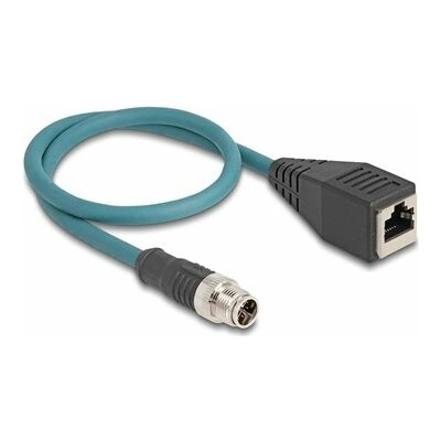 Delock - Síťový kabel adaptér - 8 pin M12-X (M) do RJ-45 (F) - 50 cm - 6.2 mm - S/FTP - CAT 6a - černá