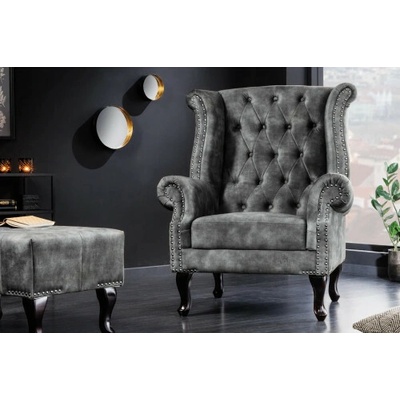 Komfort-nábytok 43520 Chesterfield Zamat šedá