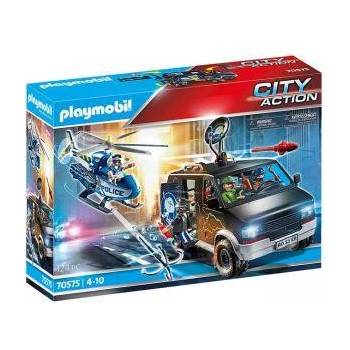 PLAYMOBIL Комплект Playmobil 70575 - Полицейско преследване с хеликоптер на избягал ван, 2970575