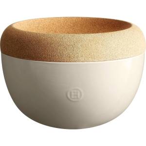 Emile henry (Франция) Керамична купа (фруктиера) с корков капак emile henry deep storage bowl - Ø27 см - цвят екрю (eh 8764-02)