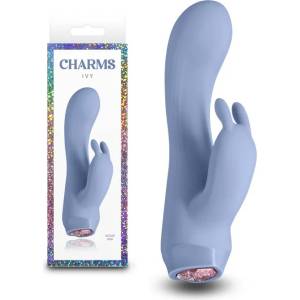  Вибратор с клитор стимулатор, 13, 4см. - Charms Ivy Blue (NSTOYS1100)
