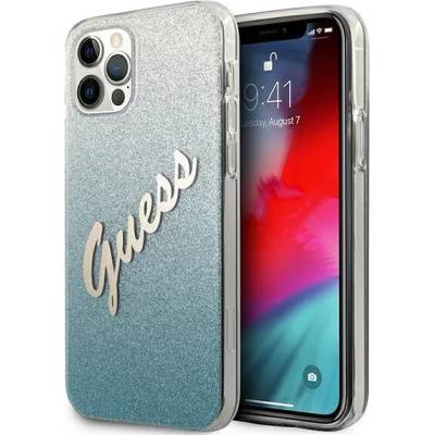 GUESS Калъф Guess Glitter Gradient Script за iPhone 12 , Син (GUE001097)