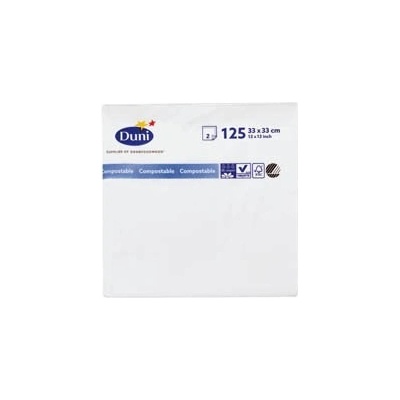 Duni servítky papierové biele 2V 33cm 125ks