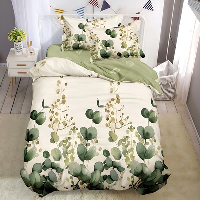 EmonaMall Двулицево спално бельо с ластик (размер за приста) EmonaMall, 4 части - Модел S18397 (S18397-66666h)