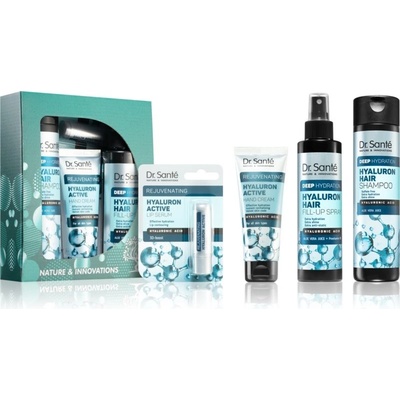 Dr. Santé Hyaluron Dr. Santé Hyaluron bezoplachová hydratační péče ve spreji 150 ml + Dr. Santé Hyaluron šampon pro suché a matné vlasy dodávající hydrataci a lesk 250 ml + Dr. Santé Hyaluron hydratač