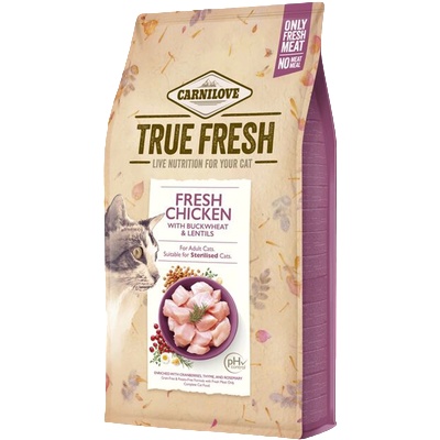CARNILOVE True Fresh Chicken - Беззърнена храна с 70% прясно пилешко месо за котки 340гр