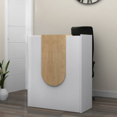 TopMebel Меламиново рецепционно бюро Mezzo в бял - цвят дъб 90x40x110см