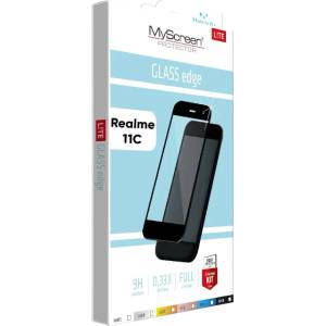  Закалено стъкло Lite Glass Edge Full Протектор за Realme C11, Черно (5901924996408)