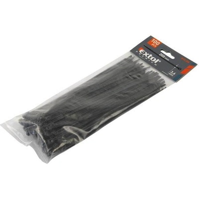 EXTOL 8856156 8856156 - Pásky sťahovacie čierne, 3,6x200mm, 100ks, O50mm, 18kg, nylon PA66