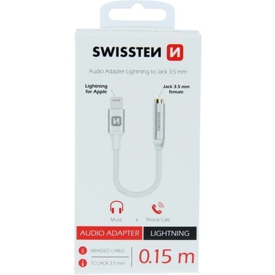 Swissten adaptér LIGH/JACK (F) 0,15 m, stříbrná