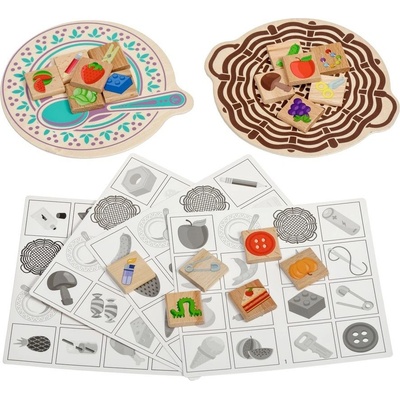 Lucy & Leo 176 Jedlý nejedlý dřevěná herní sada 56 dílů s předlohami