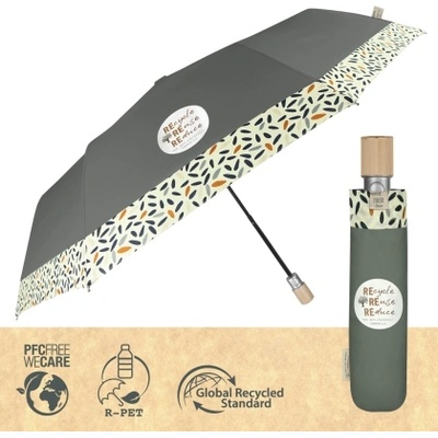 Дамски автоматичен чадър Perletti Green 19105, сивозелен